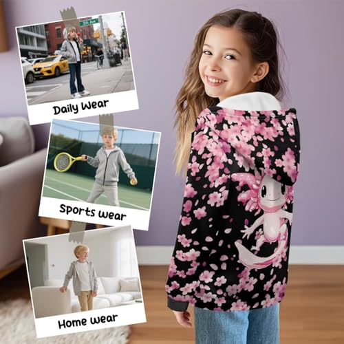 WELLFLYHOM Fleece Lining Girls Hoodie Zipper 6-16 Graphic Sweatshirt Long Sleeve Sweater with Pocket Full Zip Kids Tops3
