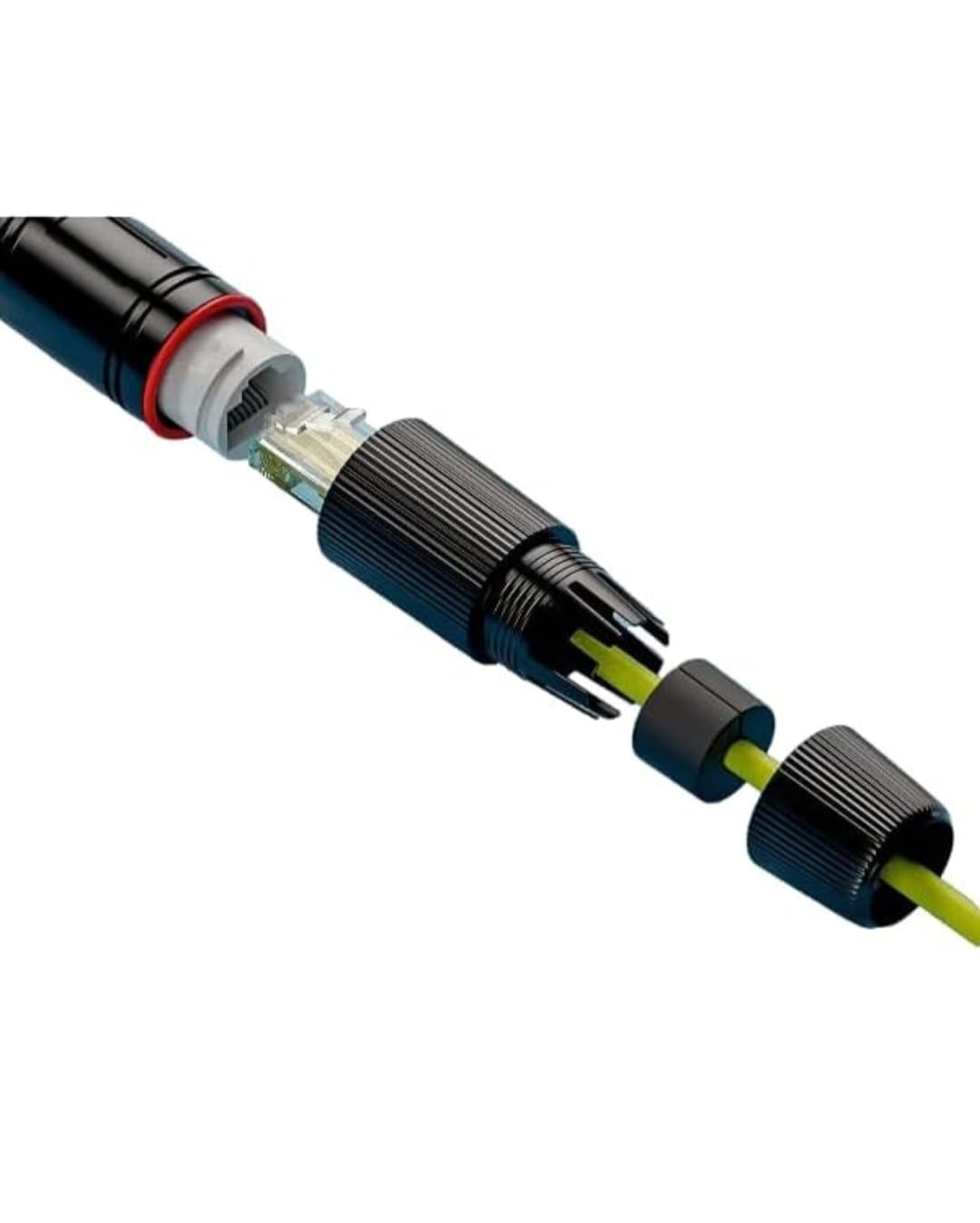 SOLIX® RJ45 Waterproof Connector, LAN Cable Joiner Shielded for CAT5/5e/6/8P8C Female to Female ethernet Coupler LAN Adapter Extender Double Head Outdoor, Black (Pack of 1)