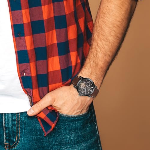 Image of ORZU Automatic Men's Watch Stainless Steel Case & Leather Band Sapphire Glass (MT6003)
