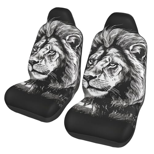 Housses de siege baquet avant au design illustration noire et blanche pour voiture
