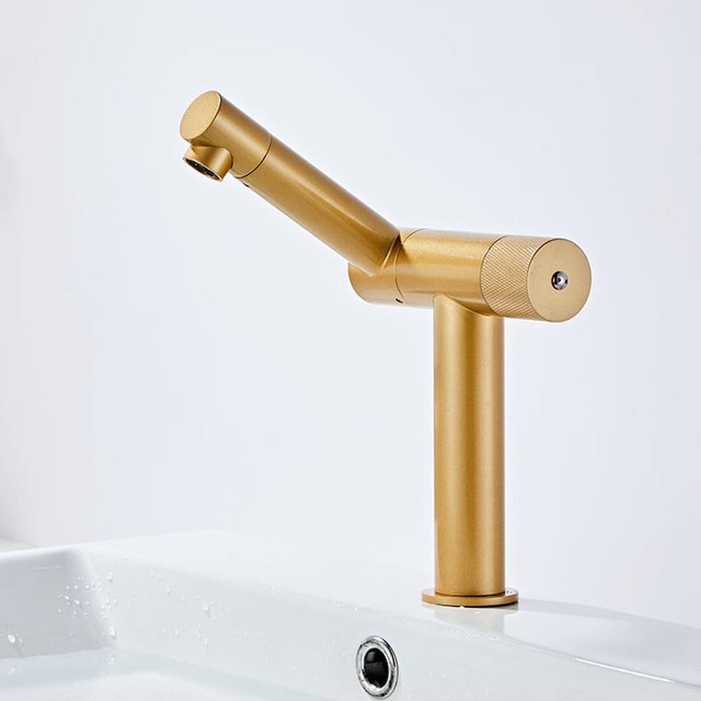 Robinet de lavabo pliable noir et or mat pour un gain de place élégant