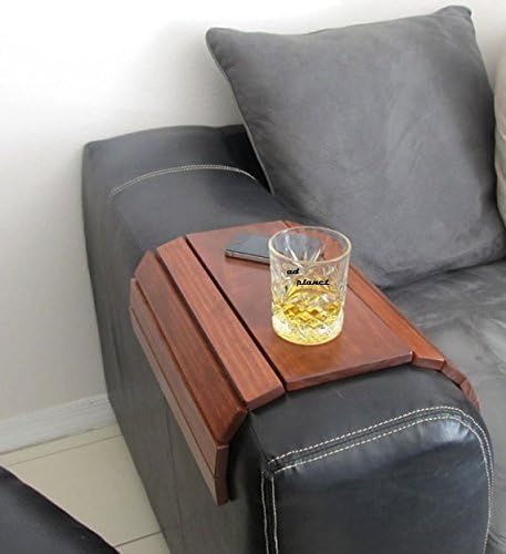 AD Planet Hardwood Multi-Purpose Flexible and Rollable Sofa Arm Table Mat or Solid Wood Tray (Dark Wooden, Standard Size)