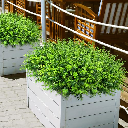 Image of Bassion 24 Pcs Greenery Stems Fake Artificial Eucalyptus Plants Outdoors