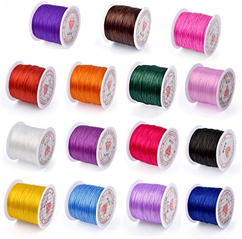 Pandahall 25rolls/Bag 0.8mm Elastic Stretch Fibre Wire Jewelry Bracelet Crystal String Cord 10m/roll Mixed Color
