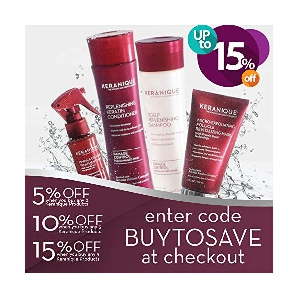 Keranique Volumizing Shampoo and Conditioner Set for Hair Repair and Growth with Biotin and Keratin Amino Complex, Sulfate and Parabens Free, 8 fl oz ea