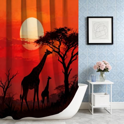 Rideau de douche 180x200 girafe en tissu polyester imperméable