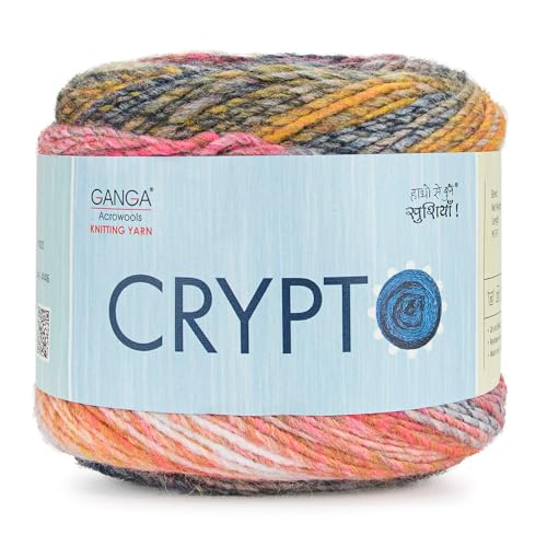 Image of Ganga Acrowools Crypto Acrylic Hand Knitting Fancy Yarn, A Pack of 2 Balls- 100G Each Shade No- FXT6852 Thunderbird