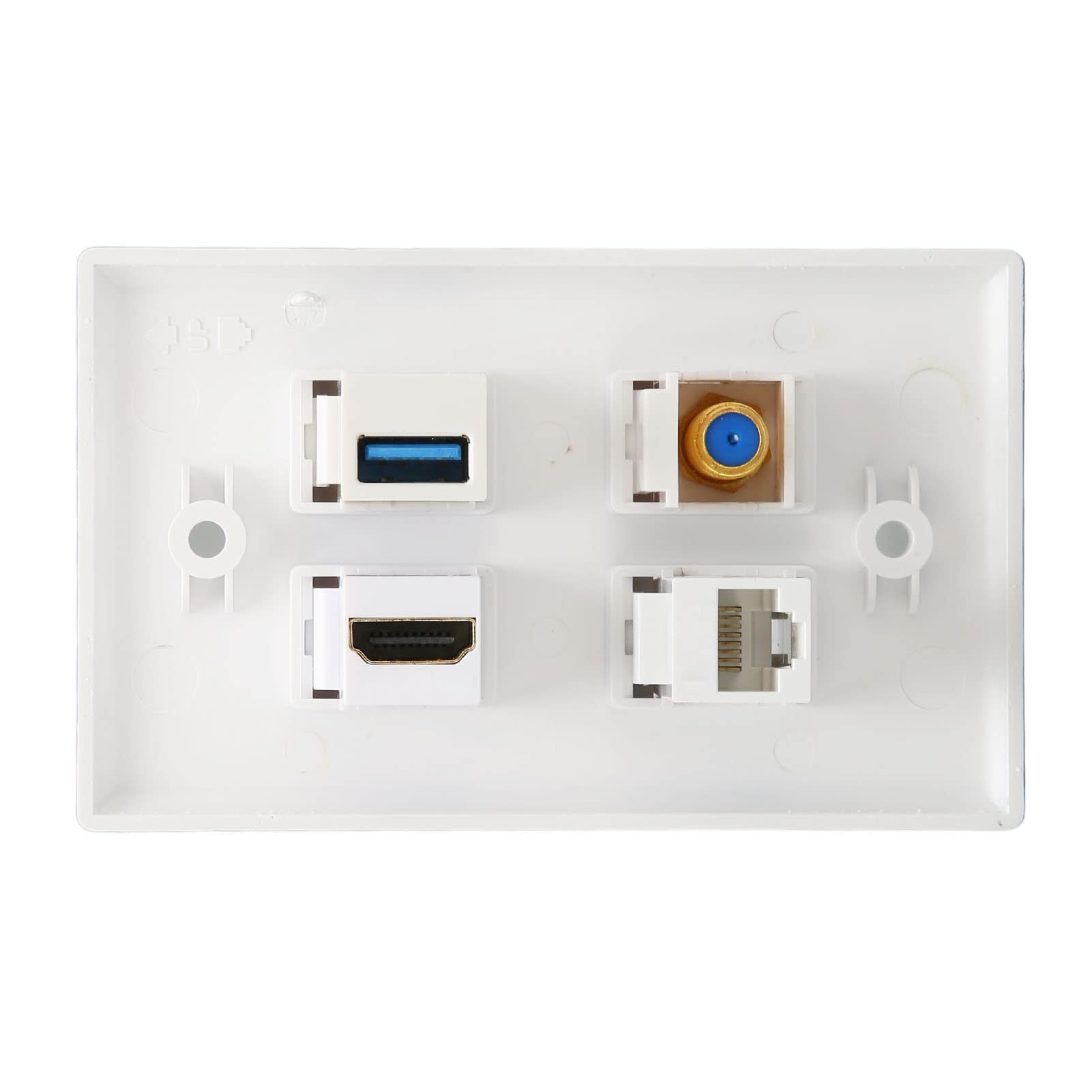 4-portowa Płyta ścienna HDMI, Wielofunkcyjna Płyta ścienna z Portami HDMI, Typu F, USB3.0, Cat6, Portem Ethernet RJ45 do Telewizora HDTV, Odtwarzacza Wideo, Projektora, Komputera Itp.
