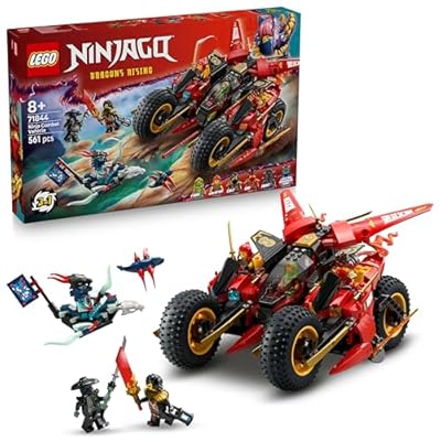 LEGO NINJAGO 3in1 Ninja Strijdvoertuig Bouwpakket - Verandert in 2 Ninjamotoren en Speelgoed Vliegtuig - 6 Minifiguren incl. Kai en Cole - Dragons Rising Cadeau voor Jongens vanaf 8 Jaar - 71844