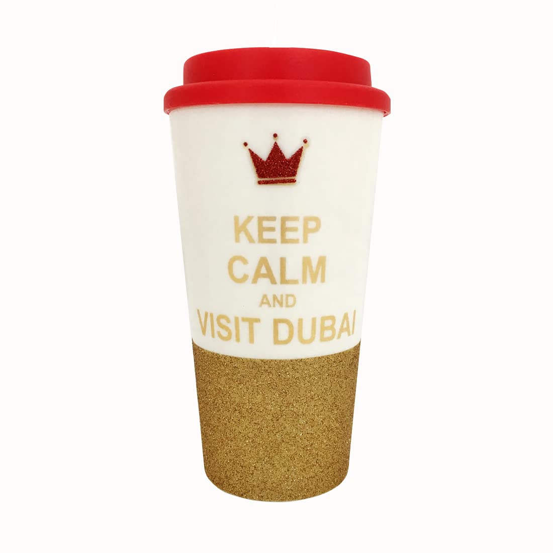 Salla Tumbler ‘Keep Calm and Visit Dubai' Design with Glitters and Stones for Hot and Cold Beverages 16oz