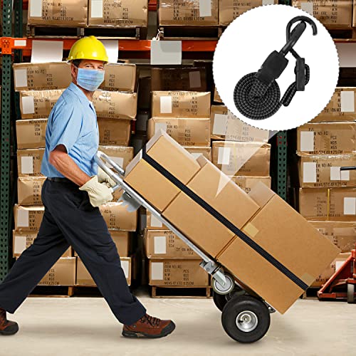 4 Pack Bungee Cords With Hooks, Adjustable Bungee Cords With Hooks Heavy Duty, Flat Elastic Long Rubber Black Bungee Straps With Metal Hooks For Outdoor Camping, Bikes, Cars, Luggage Racks #TOP4