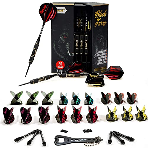 IgnatGames 6 Steel Tip Darts Set - Professional Darts with Aluminum Shafts + Dart Flights and Accessories Sets of Different Shape Darts Flights and Flights Protectors, Darts Accessories Kit