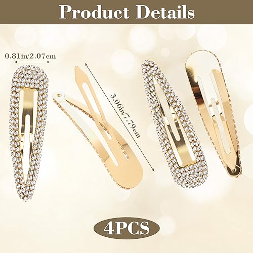 HINZIC 4 piezas pinzas para cabello con strass miniatura 3