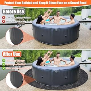 Foandbevi [3MM Thickened] 90 Inch Hot Tub Pad Inflatable Hot Tub Mat, Slip-Proof Backing, Absorbent Spa Pool Ground Base Flooring Protector Mat for Protect Outdoor Tub Pool from Wear