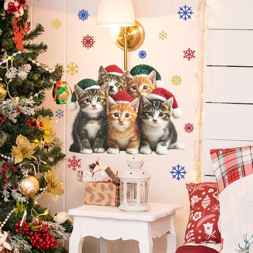Vinilos decorativos Achang gatos navideños acuarela miniatura 6