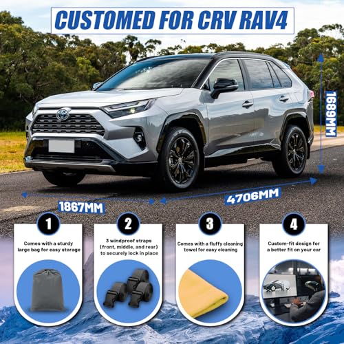 Image of SUV Car Cover Custom Fit for Honda CRV (1995-2026), Toyota RAV4 (1996-2026), Waterproof All Weather for Automobiles Full Exterior Cover Rain Sun Snow UV Protector.