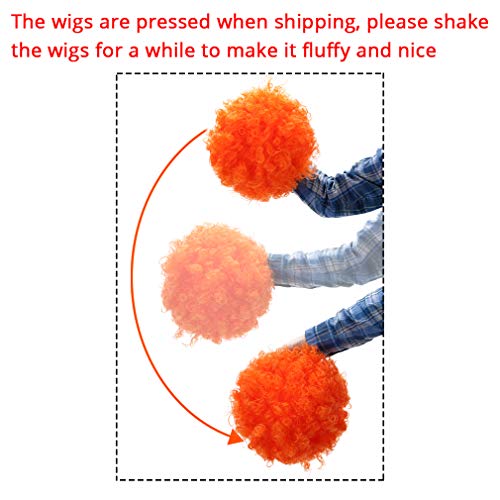 Image of FREE BEAUTY Fluffy Afro Synthetic Clown Wig for Men Women Cosplay Anime Party Christmas Halloween Fancy Funny Wigs (Orange)