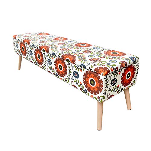 Otto & Ben Mid Century Ottoman with EASY LIFT Top, Upholstered Shoe Ottomans