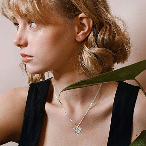 ChicSilver 925 Sterling Silver Irish Triquetra Trinity Knot Jewelry, White Gold Plated Celtic Knot Crescent Moon Goddess Pendant Necklace for Women, 18 Inch Chain - Image 3
