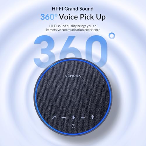 Image of Conference Speakerphone - 3 AI Mics, 360 Clear Voice, Noise Reduction, 12H Battery, Bluetooth & USB-C, Perfect for Home & Office Meetings