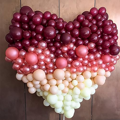 Image of Voircoloria 110pcs Burgundy Balloons 12inch Maroon Latex Party Balloons for Graduation, Thanksgiving Day, Autumn Fall Theme Party, Wedding, Birthday, Valentines, Baby Shower Decorations