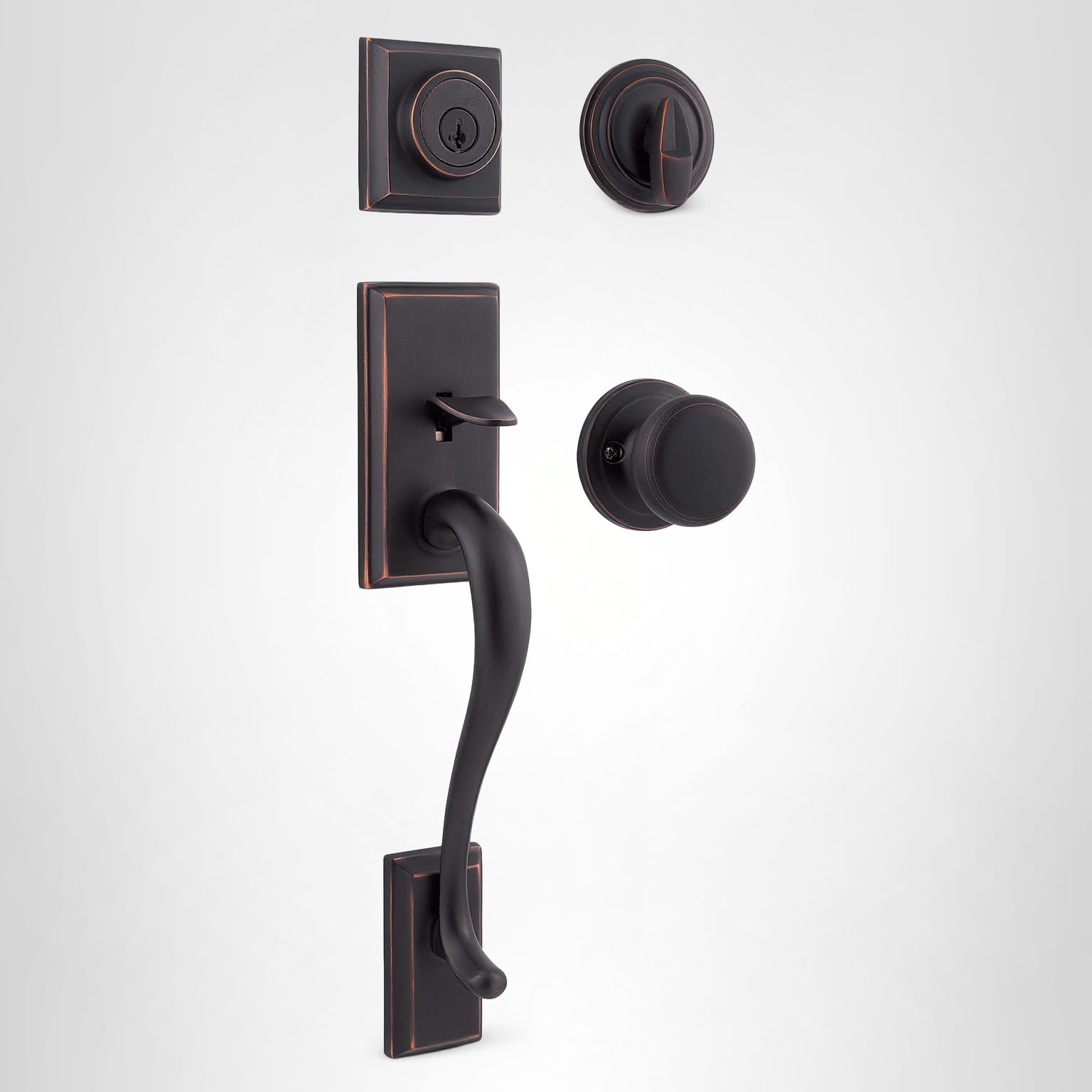 Kwikset Hawthorne Front Door Lock Handle and Deadbolt Set, Entry