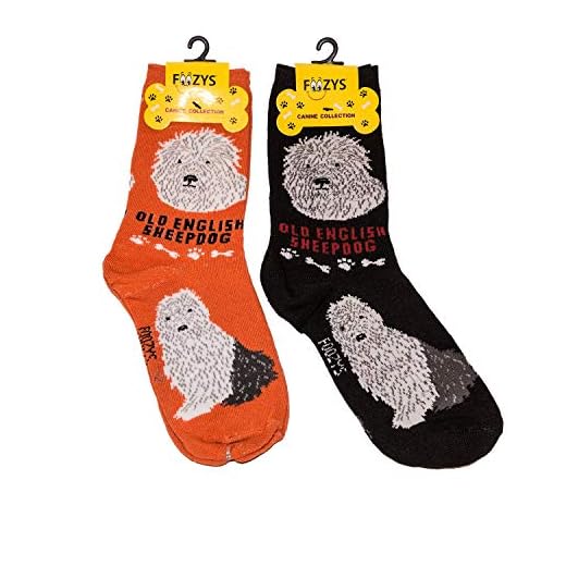 Foozys Unisex Crew Socks | Canine/Dog Collection | Old English Sheepdog
