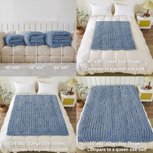 WESHIONGOO Grobstrickdecke, Überwurf, 127 x 152 cm, gestrickte Überwurfdecken für Couch, Bett, flauschig… – Ansicht 6