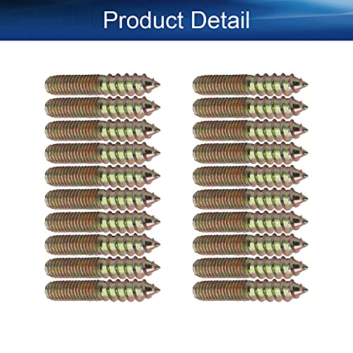 Image of 20Pcs Carbon Steel Double Headed Hanger Bolts 1.38 inch Length Self-Tapping Screw for Furniture Installation M6x35 Bronze