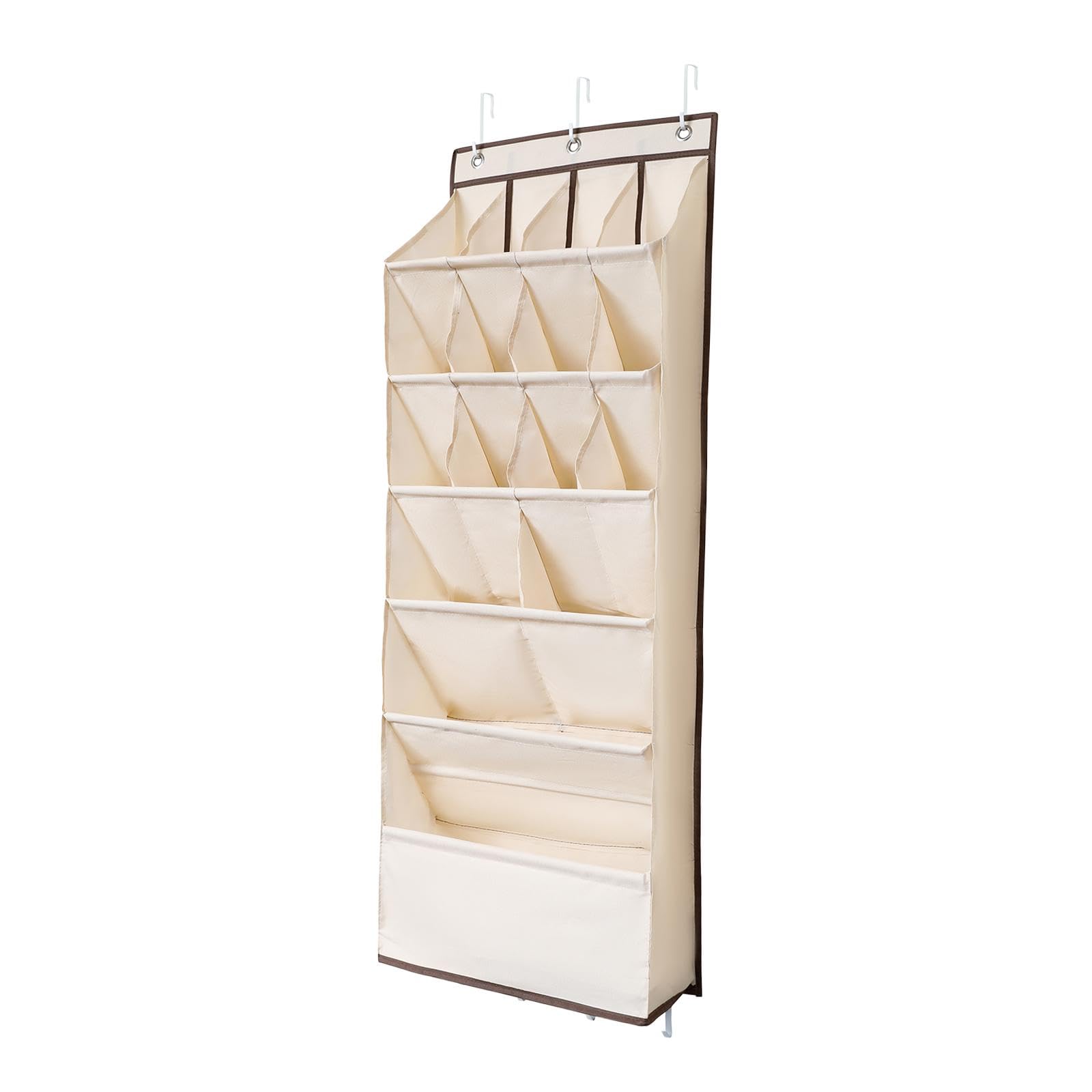 Organizador de Zapatos sobre la Puerta, Organizador de Zapatos Colgante con Bolsillos Grandes y Profundos Bolsillos Profundos multifuncionales, Beige 16 Rejillas