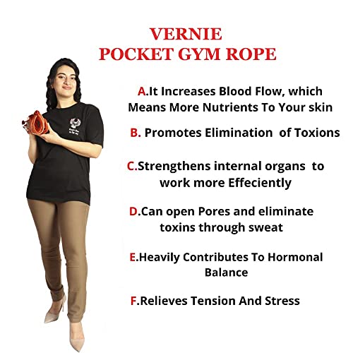 Image of Vernie Pocket Gym Rope For Men and Women,Physiotherapy Exercise,Abdominal Crunches,Perfect for Yoga,Backpain and Stress relief (Premium Braided Quality) RED