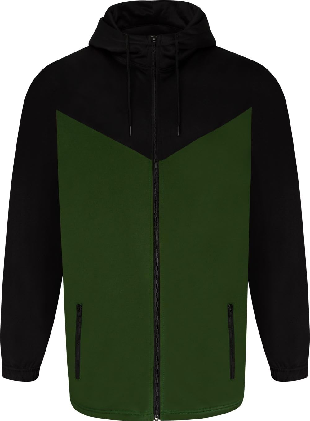 Uptheir Mens Drop Fleece Backed Zip Through Poly Hoodie - Green - 6XL