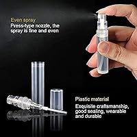 Vista 6 de 5 mini botellas de aerosol, 0.1 fl oz, 0.1 fl oz, 0.2 fl oz, botella de spray de plástico vacía de niebla fina, botella de perfume recargable