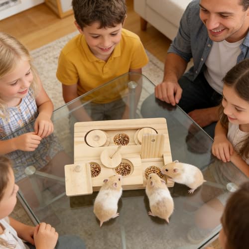 Juguetes para forraje de cerdos de madera interactivo para hámsteres 8