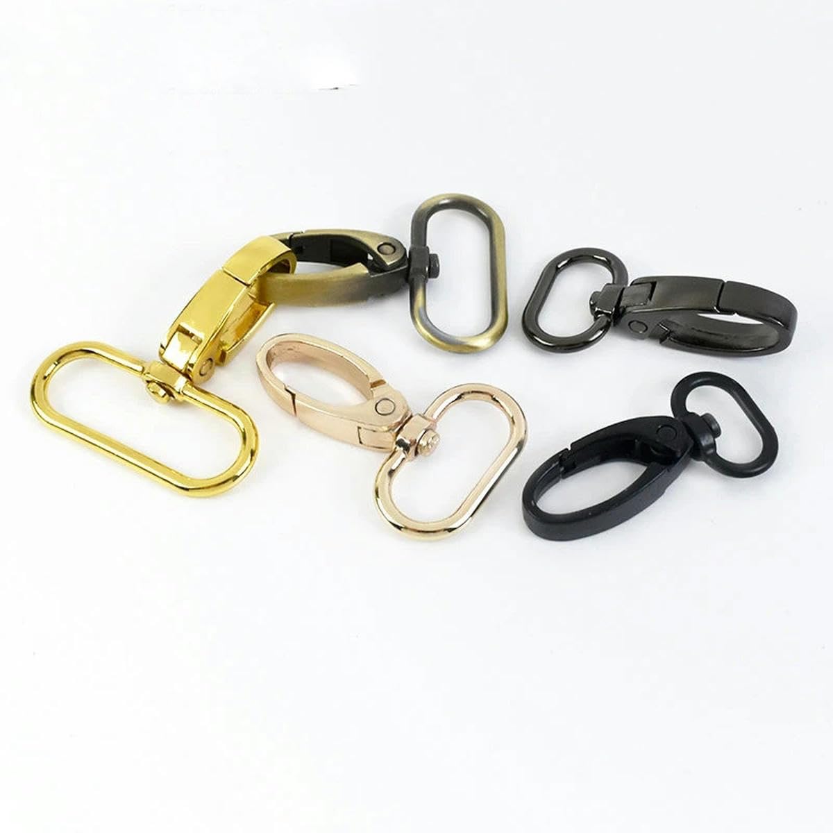 100 piezas 16/20/26/32/38 mm Hebillas de metal Correa para bolso Mosquetón giratorio Langosta Collar con gancho a presión Llavero Accesorios para bolsos DIY-25 mm-Negro