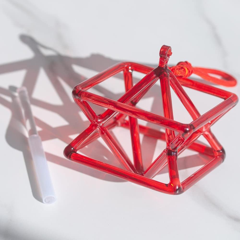 Piramide Di Cristallo Che Canta, Strumento Musicale Di Guarigione Dei Chakr | For la meditazione curativa, con percussore for campane tibetane in cristallo(Red,6 Inch)