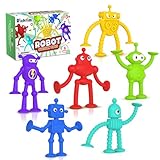 Baby Bath Toys Suction Toy: No Hole Bath Toy for Toddlers - Robot Fidget Suction Cup Toys - Window Building Sensory Toy for Boys Girls Travel Gifts - Christmas Stocking Stuffers for Kids