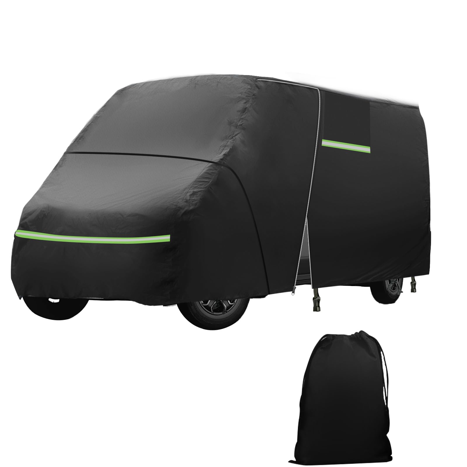 Funda Completa de Coche para Fiat Ducato 2006-2024, Cubierta Impermeable para Caravana con Cremallera de Puerta Lateral, Bandas Resistentes al Viento, Lluvia, Nieve, Polvo, Granizo, protección