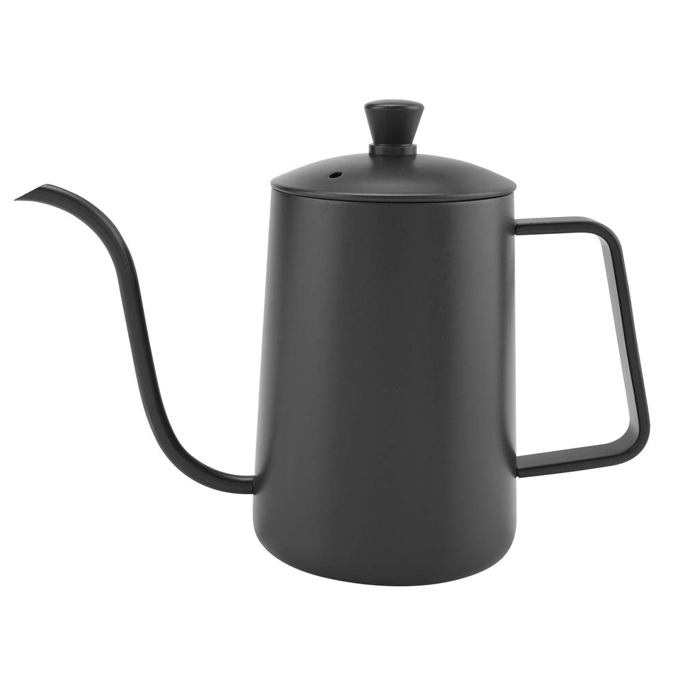 Czajnik do kawy nalewany ze stali nierdzewnej o pojemności 600 ml z gęsią szyją, termometrem i powłoką teflonową do precyzyjnego parzenia, zielony (Czarny)