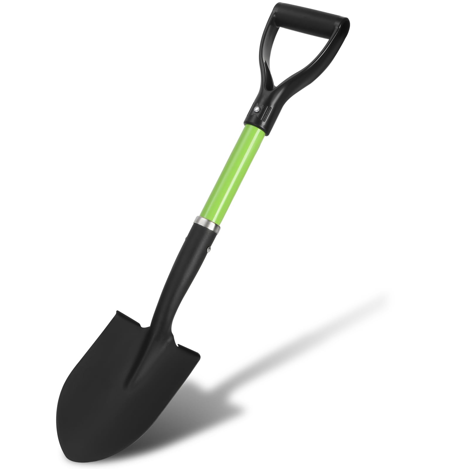 Mini pala da giardino da 71 cm, piccola pala per bambini, manico in fibra di vetro con impugnatura a D e testa in acciaio legato per kit di emergenza auto, spiaggia, piantagione e scavo leggero (verde