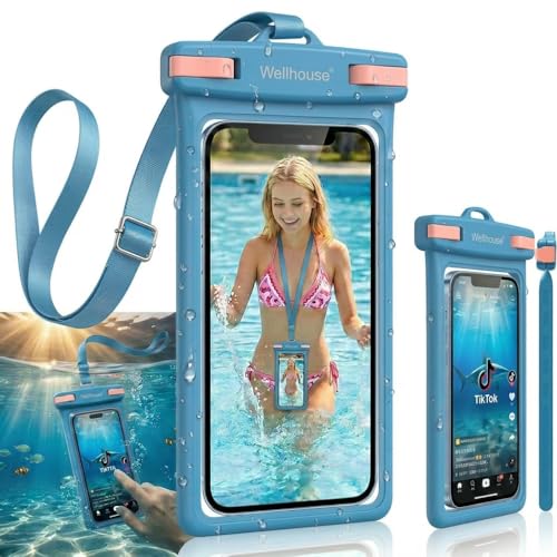 wellhouse 3D Waterproof Phone Pouch with Lanyard,Premium TPU100FT Deep Waterproof Phone Case for iPhone 17 16 15 14 13 12 Pro Max XS Samsung,Snorkeling, Surfing, Kayaking,Skiing,Hot Springs