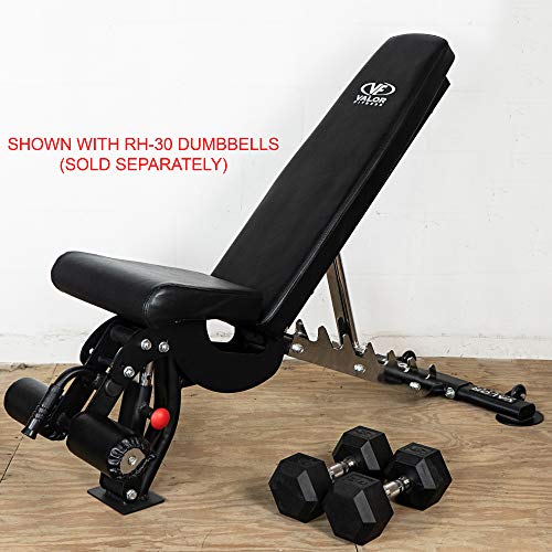 Valor Fitness DD-40 Heavy Duty Adjustable Weight Bench with Nylon Wheels – 7 Positions Including Flat, Incline, and Decline Bench Press