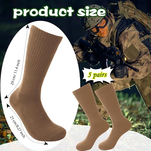 5 Pairs Military Green Socks Army Crew Sock Military Boot Socks for Men Women Working Outdoor2