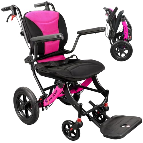 WHLICKS Ergonomic Foldable Transport Wheelchair