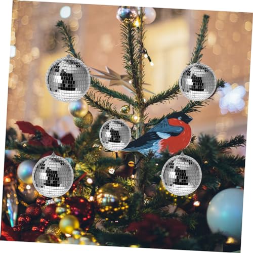 ibasenice - 4 bolas espejadas para decoración de fiestas y bodas, reflectantes y brillantes, para colgar en árbol de Navidad miniatura 2