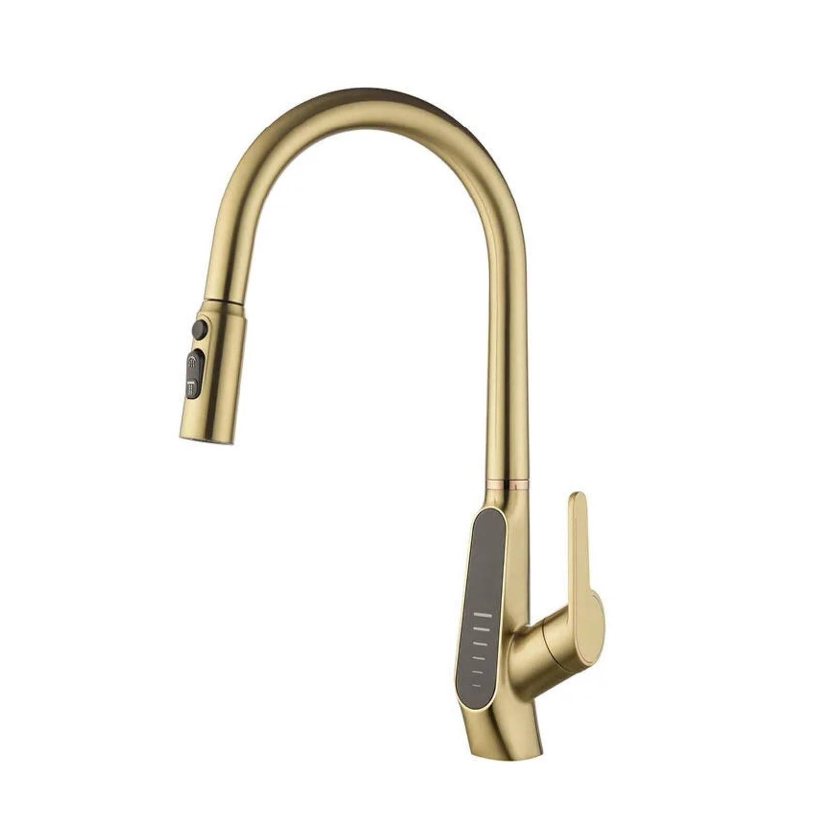 Brass Kitchen Faucet, Pull Out Sink Mixer Tap with Hydroelectric LED Display, 3 Water Outlets,Safe and Reliable(Gold)