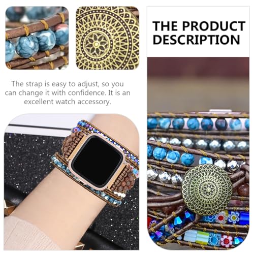 Bracelet montre connectée boho en cuir véritable et cristaux - 3