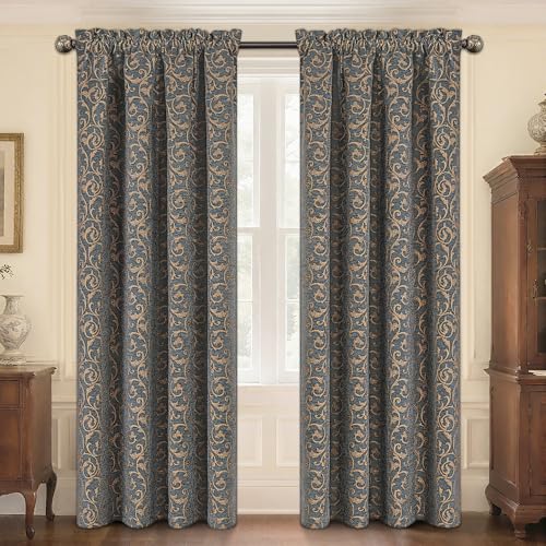 Loom and Mill Elegant Damask Window Curtain Panels for Bedroom