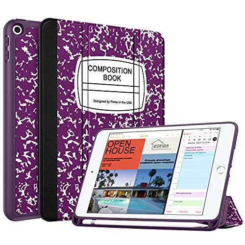Fintie Case with Pencil Holder for iPad Mini 5 2019 - [SlimShell] Lightweight Soft TPU Back Protective Smart Stand Cover with Auto Wake/Sleep for iPad Mini 5th Generation 7.9', Composition Purple