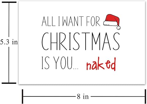 Miniatura 2 de Tarjeta de Navidad sexy para novio, marido, tarjeta de Navidad traviesa para él y ella, All I Want for Christmas is You, Naked